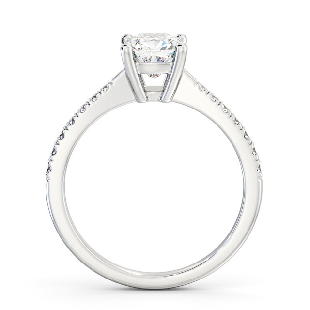 Cushion Diamond Engagement Ring 18K White Gold Solitaire With Side Stones - Annecy ENCU14S_WG_UP