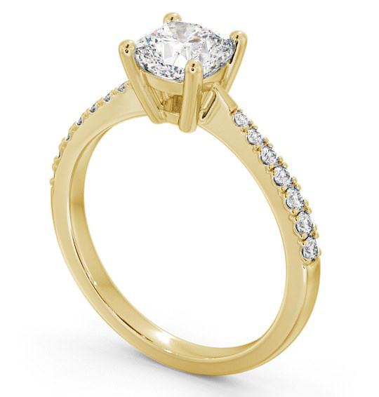 Cushion Diamond Tapered Band Engagement Ring 9K Yellow Gold Solitaire with Channel Set Side Stones ENCU14S_YG_THUMB1