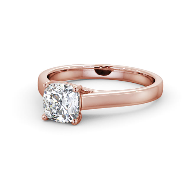 Cushion Diamond Engagement Ring 18K Rose Gold Solitaire - Sabella ENCU15_RG_FLAT