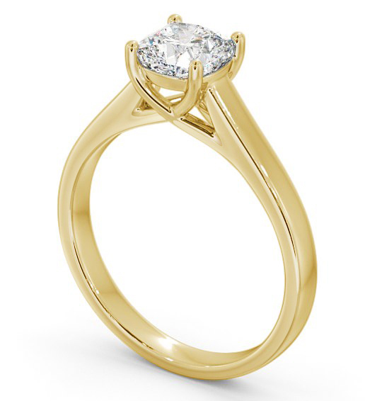 Cushion Diamond Trellis Design Engagement Ring 18K Yellow Gold Solitaire ENCU15_YG_THUMB1