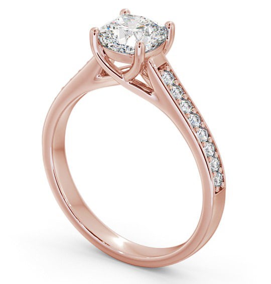Cushion Diamond Engagement Ring 18K Rose Gold Solitaire With Side Stones - Keisby ENCU15S_RG_THUMB1