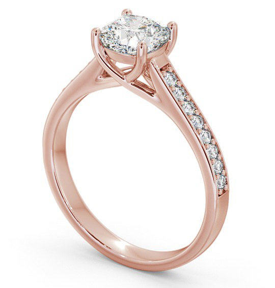 Cushion Diamond Trellis Design Engagement Ring 9K Rose Gold Solitaire with Channel Set Side Stones ENCU15S_RG_THUMB1