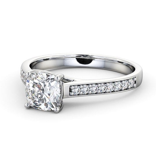 Cushion Diamond Engagement Ring 18K White Gold Solitaire With Side Stones - Keisby ENCU15S_WG_THUMB2 