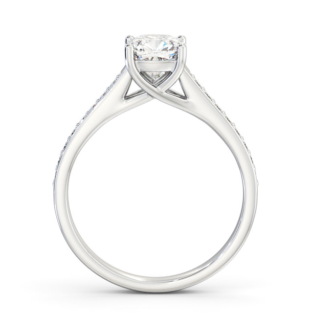 Cushion Diamond Engagement Ring Platinum Solitaire With Side Stones - Keisby ENCU15S_WG_UP