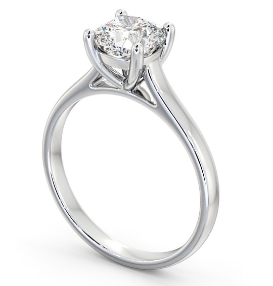 Cushion Diamond Classic 4 Prong Engagement Ring 18K White Gold Solitaire ENCU16_WG_THUMB1