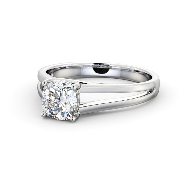 Cushion Diamond Engagement Ring 18K White Gold Solitaire - Kildary ENCU17_WG_FLAT