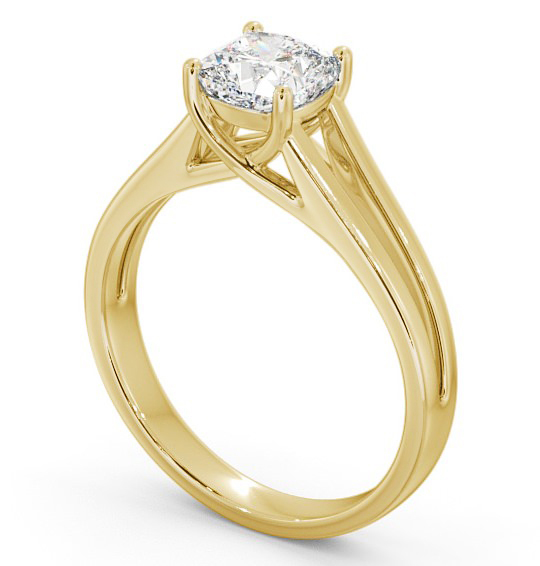 Cushion Diamond Split Band Engagement Ring 18K Yellow Gold Solitaire ENCU17_YG_THUMB1 