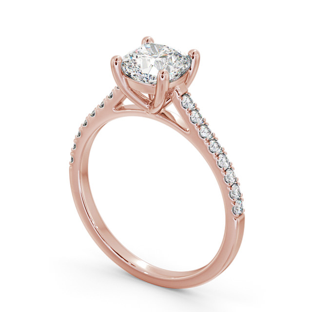 Cushion Diamond Engagement Ring 9K Rose Gold Solitaire With Side Stones - Durrow ENCU18_RG_SIDE