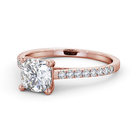 Cushion Diamond Classic 4 Prong Engagement Ring 9K Rose Gold Solitaire with Channel Set Side Stones ENCU18_RG_THUMB2 