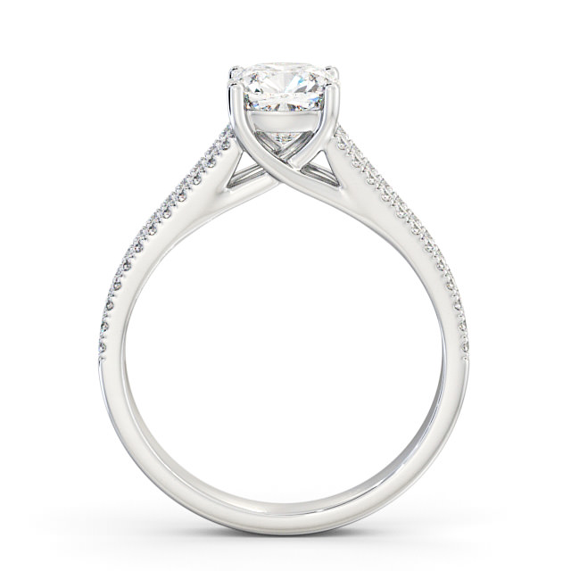 Cushion Diamond Engagement Ring Platinum Solitaire With Side Stones - Irene ENCU19_WG_UP