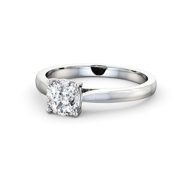 Cushion Diamond Engagement Ring Platinum Solitaire - Alscot ENCU1_WG_FLAT