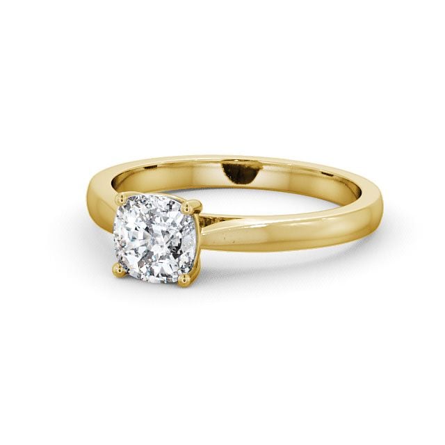 Cushion Diamond Engagement Ring 18K Yellow Gold Solitaire - Alscot ENCU1_YG_FLAT