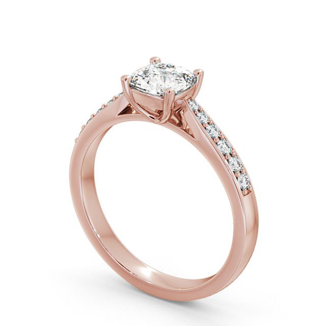 Cushion Diamond Engagement Ring 9K Rose Gold Solitaire With Side Stones - Alcombe