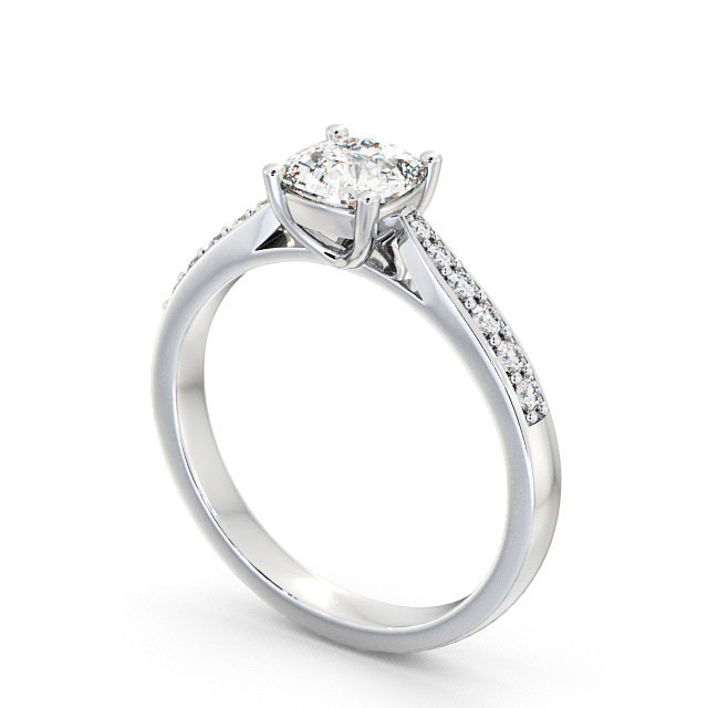 Cushion Diamond Engagement Ring 9K White Gold Solitaire With Side Stones - Alcombe ENCU1S_WG_SIDE