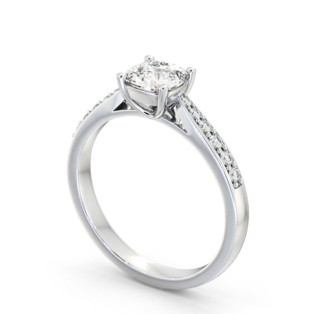 Cushion Diamond Ring 18K White Gold With Side Stones - Alcombe ...