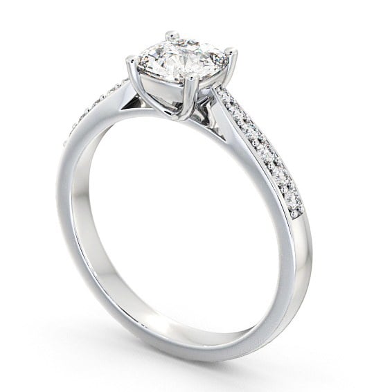 Cushion Diamond Tapered Band Engagement Ring Palladium Solitaire with Channel Set Side Stones ENCU1S_WG_THUMB1