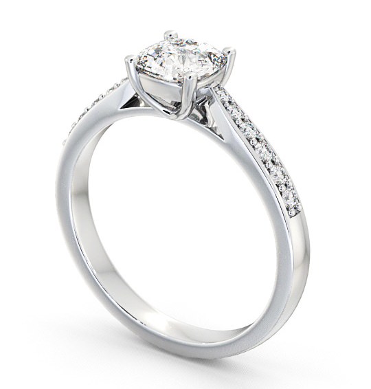 Cushion Diamond Tapered Band Engagement Ring 9K White Gold Solitaire with Channel Set Side Stones ENCU1S_WG_THUMB1 