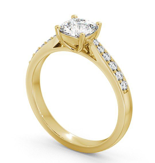 Cushion Diamond Tapered Band Engagement Ring 9K Yellow Gold Solitaire with Channel Set Side Stones ENCU1S_YG_THUMB1