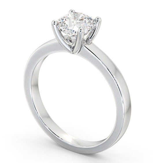 Cushion Diamond Classic 4 Prong Engagement Ring 18K White Gold Solitaire ENCU20_WG_THUMB1 