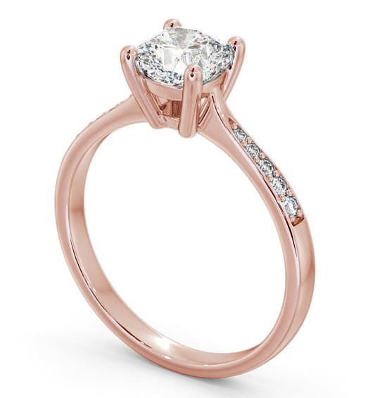 Cushion Diamond Tapered Band Engagement Ring 9K Rose Gold Solitaire with Channel Set Side Stones ENCU20S_RG_THUMB1 
