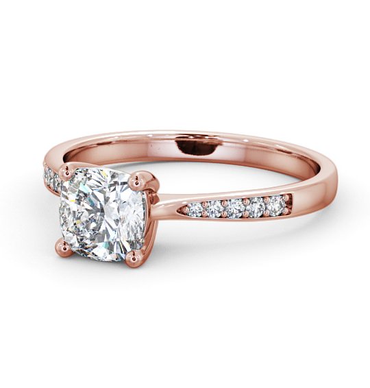 Cushion Diamond Tapered Band Engagement Ring 9K Rose Gold Solitaire with Channel Set Side Stones ENCU20S_RG_THUMB2 