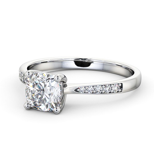 Cushion Diamond Tapered Band Engagement Ring Palladium Solitaire with Channel Set Side Stones ENCU20S_WG_THUMB2 