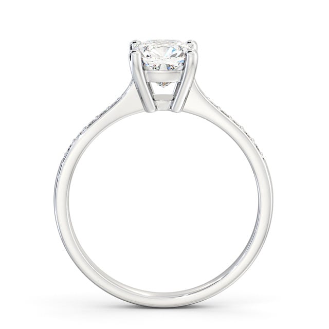 Cushion Diamond Engagement Ring 18K White Gold Solitaire With Side Stones - Liviana ENCU20S_WG_UP