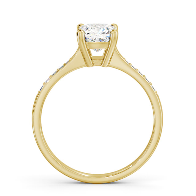 Cushion Diamond Engagement Ring 9K Yellow Gold Solitaire With Side Stones - Liviana ENCU20S_YG_UP