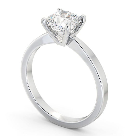 Cushion Diamond Classic 4 Prong Engagement Ring 18K White Gold Solitaire ENCU21_WG_THUMB1 