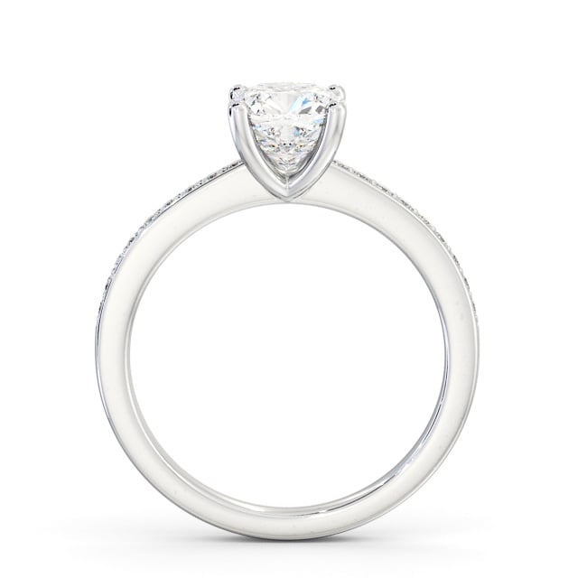 Cushion Diamond Engagement Ring Platinum Solitaire With Side Stones - Lisil ENCU21S_WG_UP