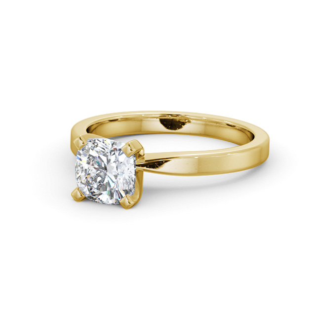Cushion Diamond Engagement Ring 18K Yellow Gold Solitaire - Dillington ENCU22_YG_FLAT