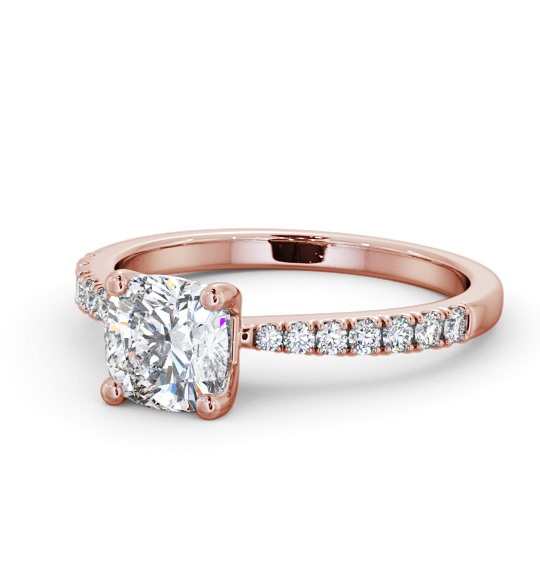 Cushion Diamond 4 Prong Engagement Ring 9K Rose Gold Solitaire with Channel Set Side Stones ENCU22S_RG_THUMB2 