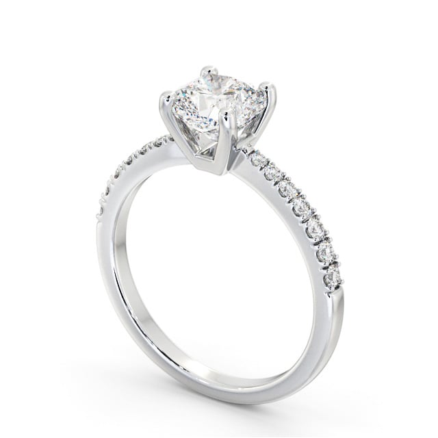 Cushion Diamond Engagement Ring Platinum Solitaire With Side Stones - Beckbury ENCU22S_WG_SIDE