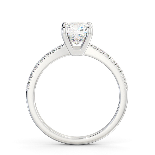 Cushion Diamond Engagement Ring Platinum Solitaire With Side Stones - Beckbury ENCU22S_WG_UP