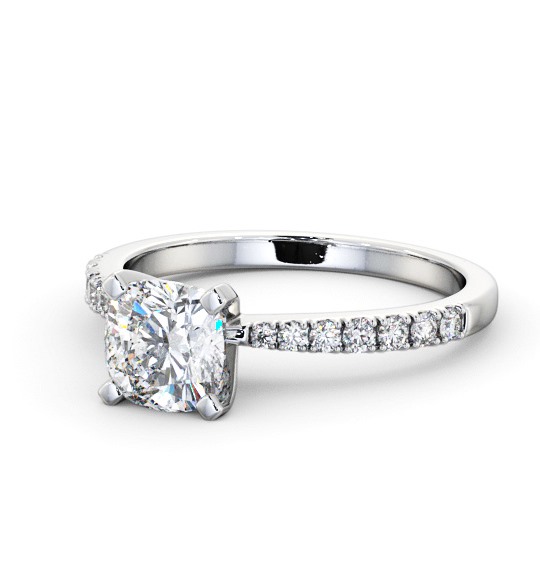  Cushion Diamond Engagement Ring Platinum Solitaire With Side Stones - Ludovine ENCU23S_WG_THUMB2 