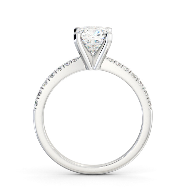 Cushion Diamond Engagement Ring Palladium Solitaire With Side Stones - Ludovine ENCU23S_WG_UP