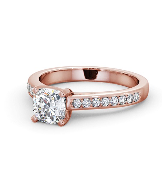 Cushion Diamond 4 Prong Engagement Ring 9K Rose Gold Solitaire with Channel Set Side Stones ENCU24S_RG_THUMB2 