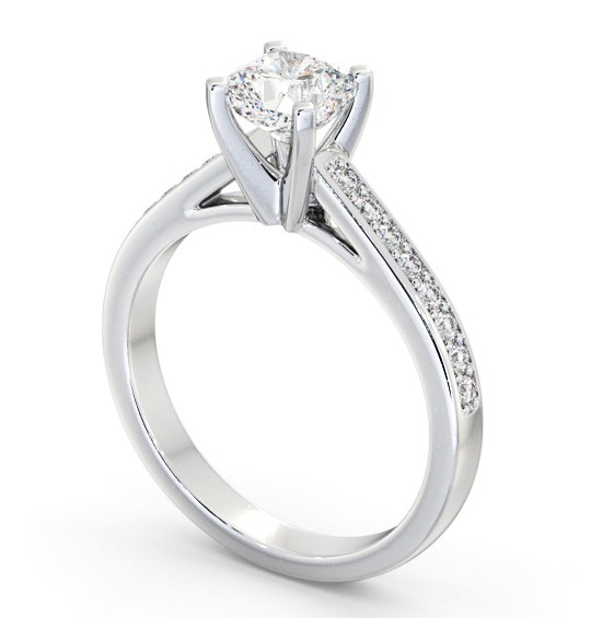 Cushion Diamond 4 Prong Engagement Ring 18K White Gold Solitaire with Channel Set Side Stones ENCU24S_WG_THUMB1 