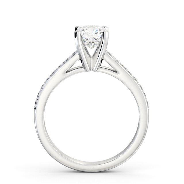 Cushion Diamond Engagement Ring Palladium Solitaire With Side Stones - Acklington ENCU24S_WG_UP
