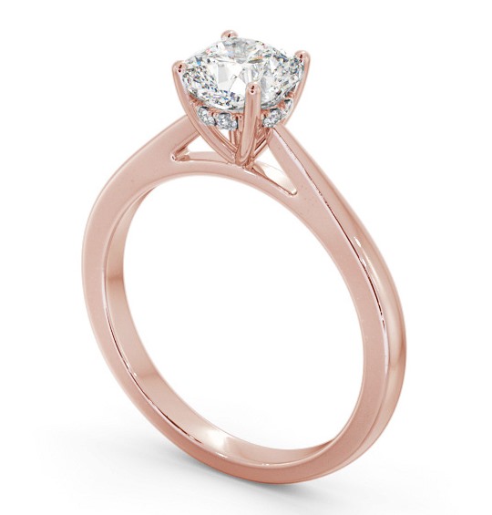 Cushion Diamond Engagement Ring with Diamond Set Rail 18K Rose Gold Solitaire ENCU25_RG_THUMB1 