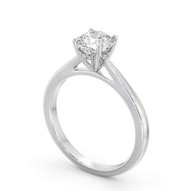 Cushion Diamond Engagement Ring Platinum Solitaire - Hampeth ENCU25_WG_SIDE