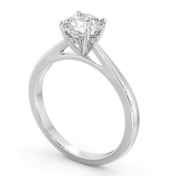 Cushion Diamond Engagement Ring with Diamond Set Rail 18K White Gold Solitaire ENCU25_WG_THUMB1 