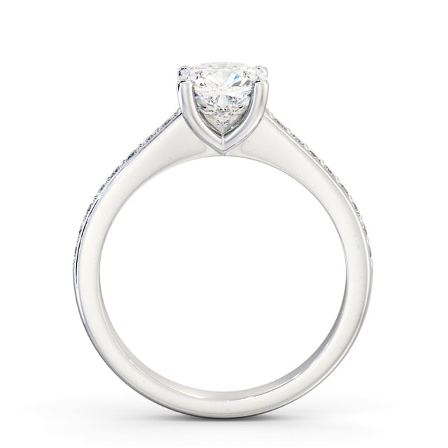 Cushion Diamond Engagement Ring Platinum Solitaire With Side Stones - Minodora ENCU25S_WG_UP