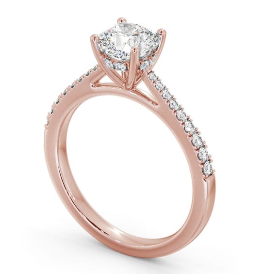  Cushion Diamond Engagement Ring 18K Rose Gold Solitaire With Side Stones - Lynos ENCU26S_RG_THUMB1 