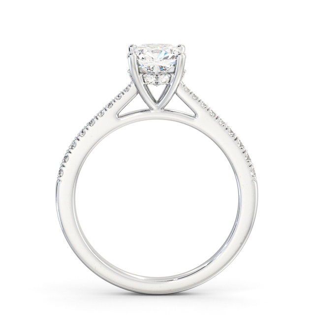 Cushion Diamond Engagement Ring Palladium Solitaire With Side Stones - Lynos ENCU26S_WG_UP