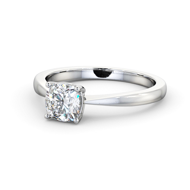 Cushion Diamond Engagement Ring Platinum Solitaire - Elsdon ENCU27_WG_FLAT