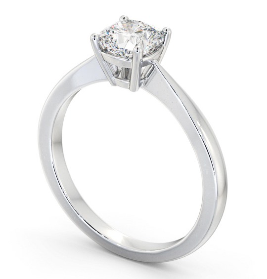 Cushion Diamond Tapered Band Engagement Ring 18K White Gold Solitaire ENCU27_WG_THUMB1 