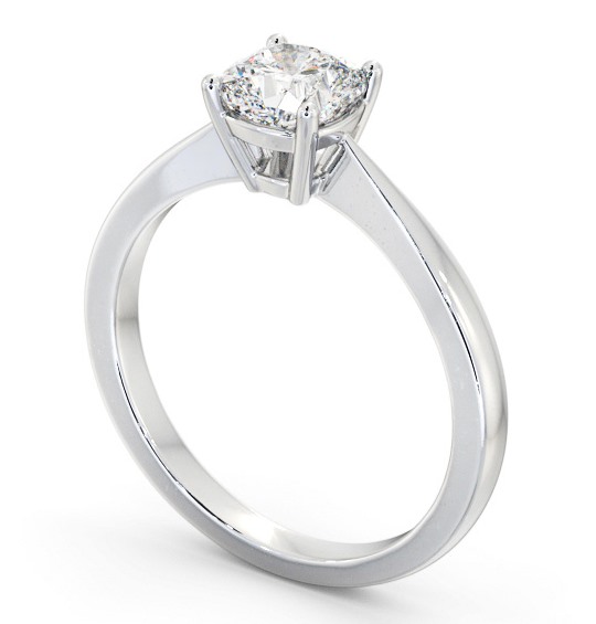 Cushion Diamond Tapered Band Engagement Ring Platinum Solitaire ENCU27_WG_THUMB1 