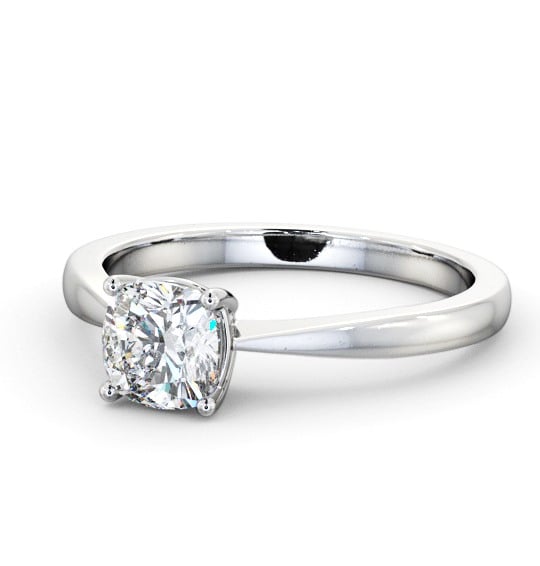 Cushion Diamond Tapered Band Engagement Ring 18K White Gold Solitaire ENCU27_WG_THUMB2 