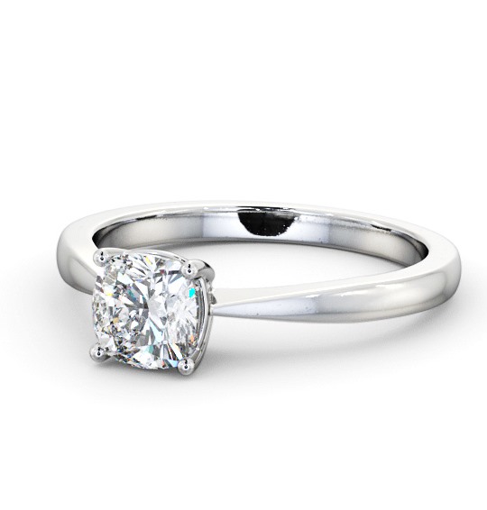 Cushion Diamond Tapered Band Engagement Ring Platinum Solitaire ENCU27_WG_THUMB2 